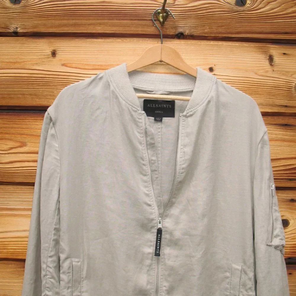 All Saints Linen Bomber Jacket - Picture 4 of 12
